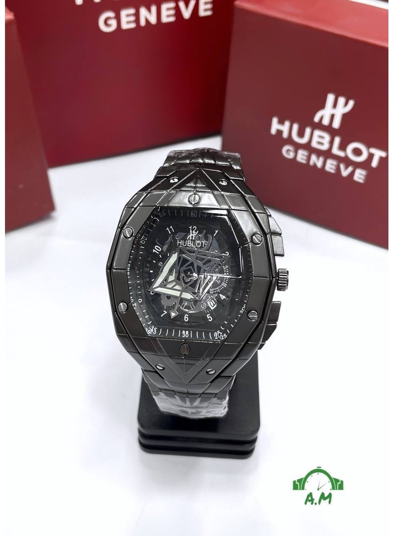 Hublot Men’s Luxury Skeleton Dial Watch with Octagonal Case – Black - Image 2